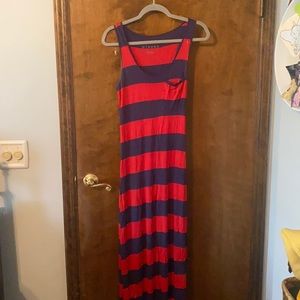 Navy/blue cotton maxi with mini pocket and stretch